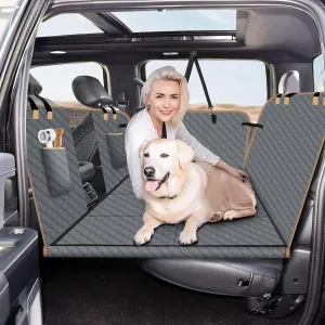 Dog Car Seat Cover for Back Seat, Larger Dog Car Bed Cover with Hard Bottom, Car Backseat Extender for Hammock for Full Size Truck/SUV 8 Panels Gray