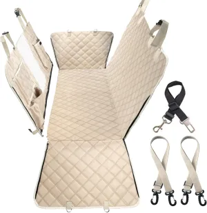 Dog Car Seat Cover for Back Seat,Dog Hammock for Car, Waterproof Backseat Protector for Dogs, Mesh Window and Multiple Pockets - Fits Cars, SUVs, and Trucks