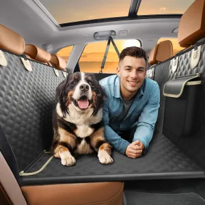 Dogover Dog Car Seat Cover with Extender for Aggressive Chewer, 600D Heavy Duty Dog Seat Cover for Back Seat, Nonslip Dog Hammock for Car, Waterproof Dog Car Bed, Pet Car Seat Cover for Cars Trucks and SUV
