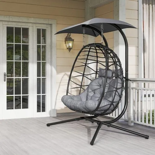 Double Rattan Swing Chair – Weather-Resistant Hanging Egg Seat for Two