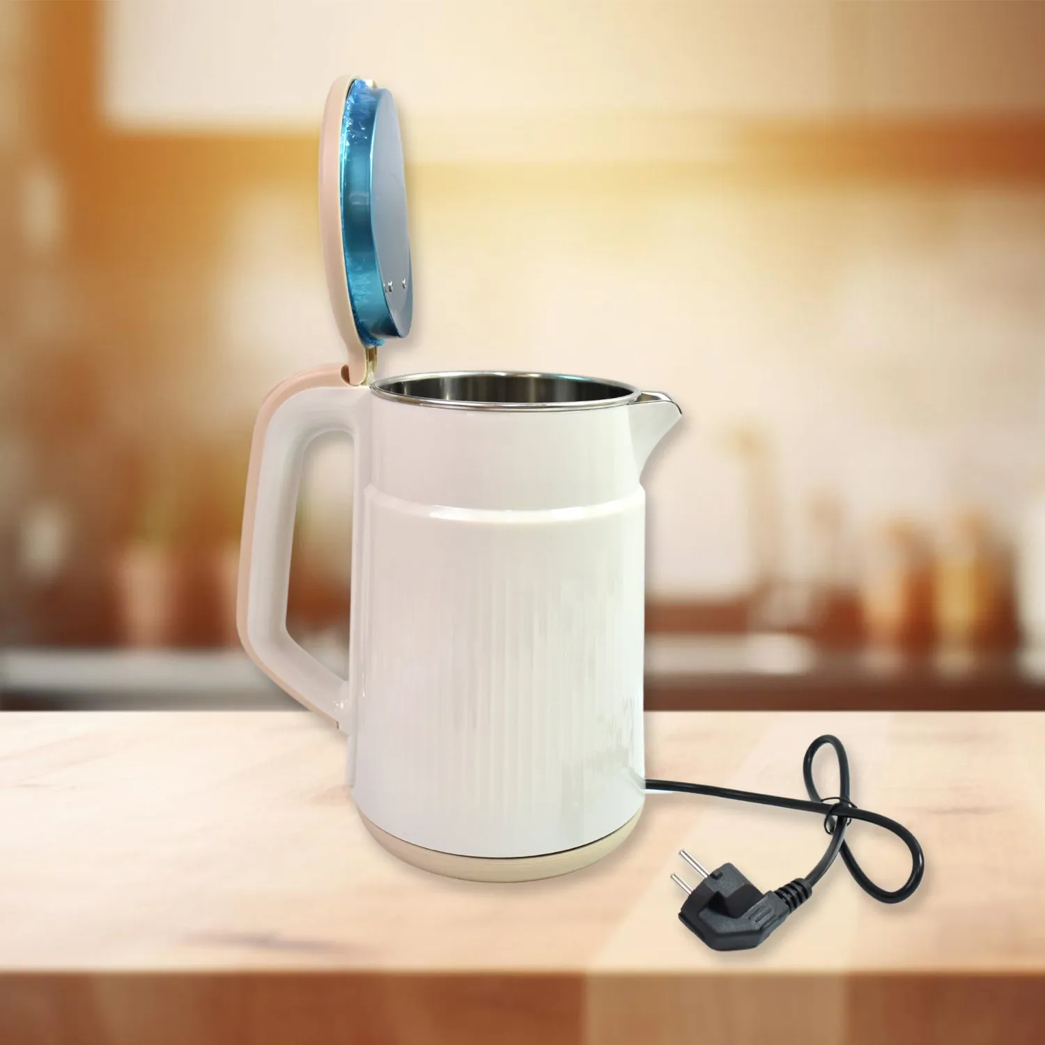 Double Wall Stainless Steel Electric Cordless Tea Kettle (1500w  2.3 Ltr.)