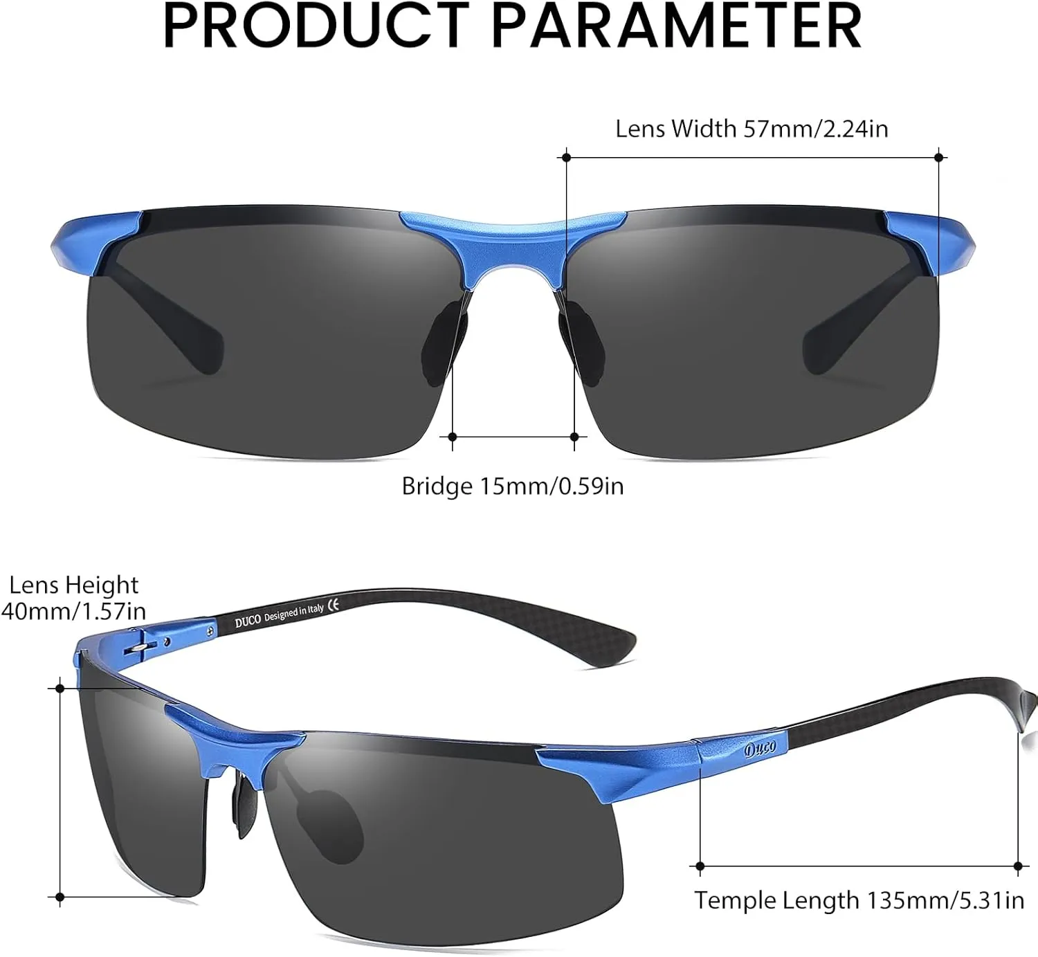 DUCO Men's Sports Polarized Driving Carbon Fiber Sunglasses for Men UV400 Protection DC8277
