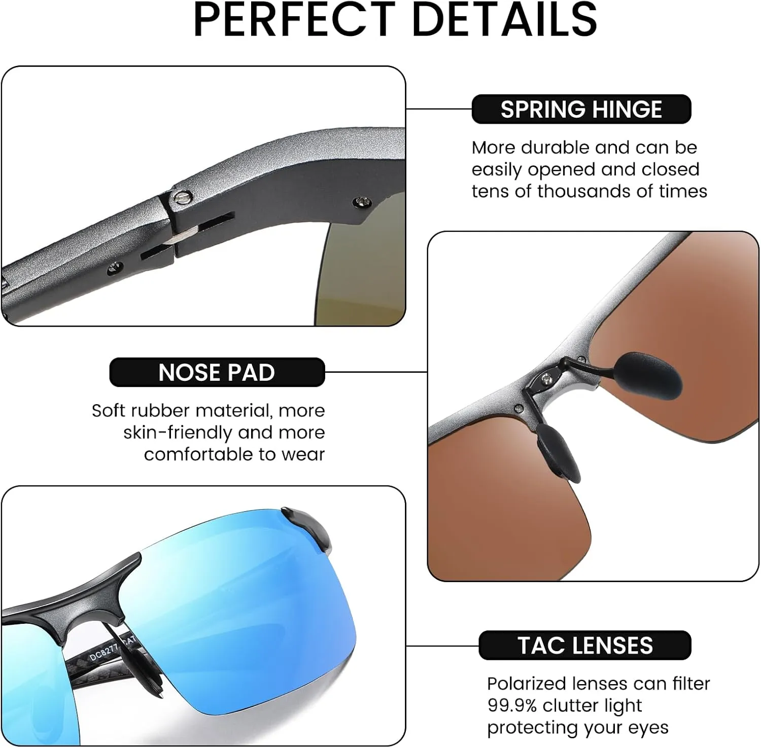 DUCO Men's Sports Polarized Driving Carbon Fiber Sunglasses for Men UV400 Protection DC8277
