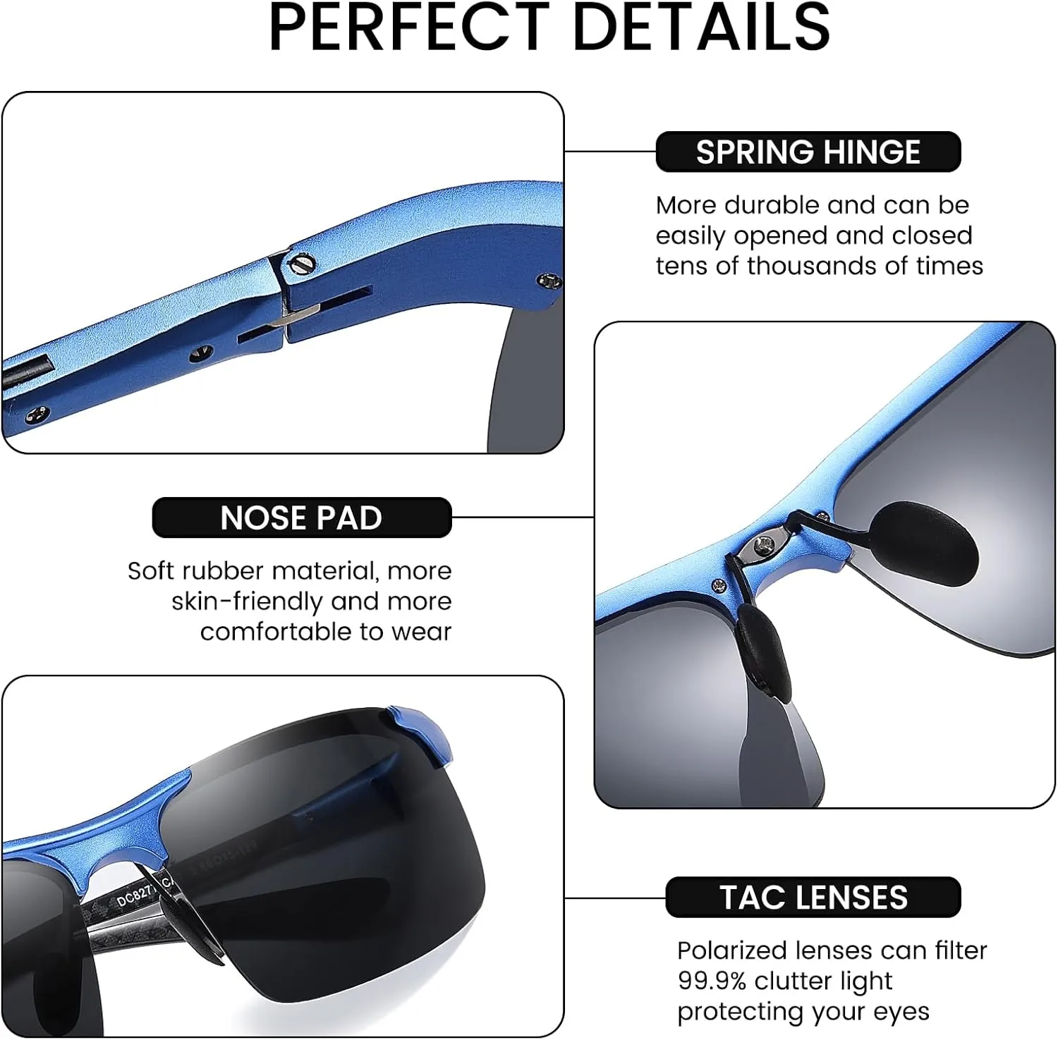 DUCO Men's Sports Polarized Driving Carbon Fiber Sunglasses for Men UV400 Protection DC8277
