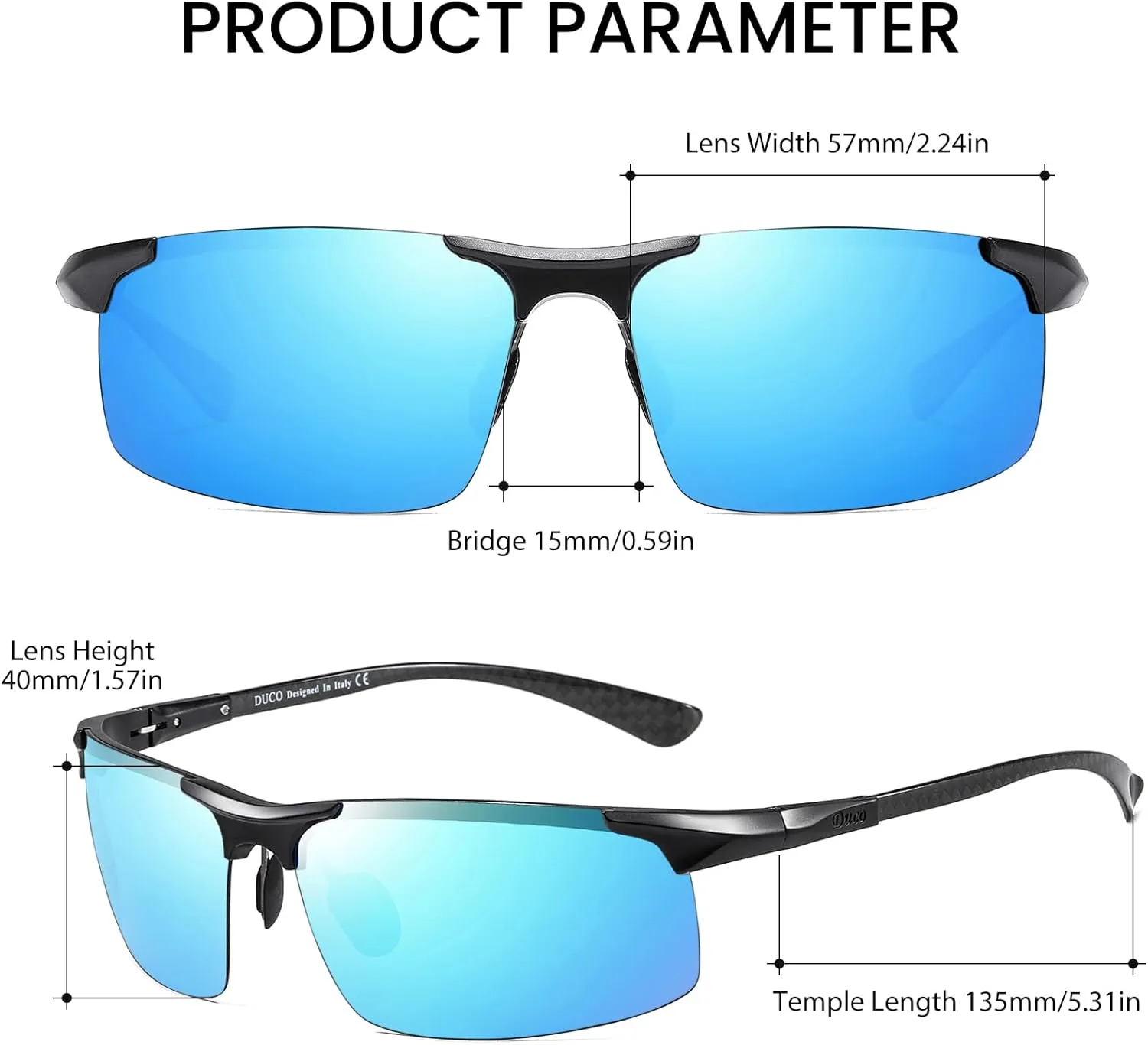 DUCO Men's Sports Polarized Driving Carbon Fiber Sunglasses for Men UV400 Protection DC8277
