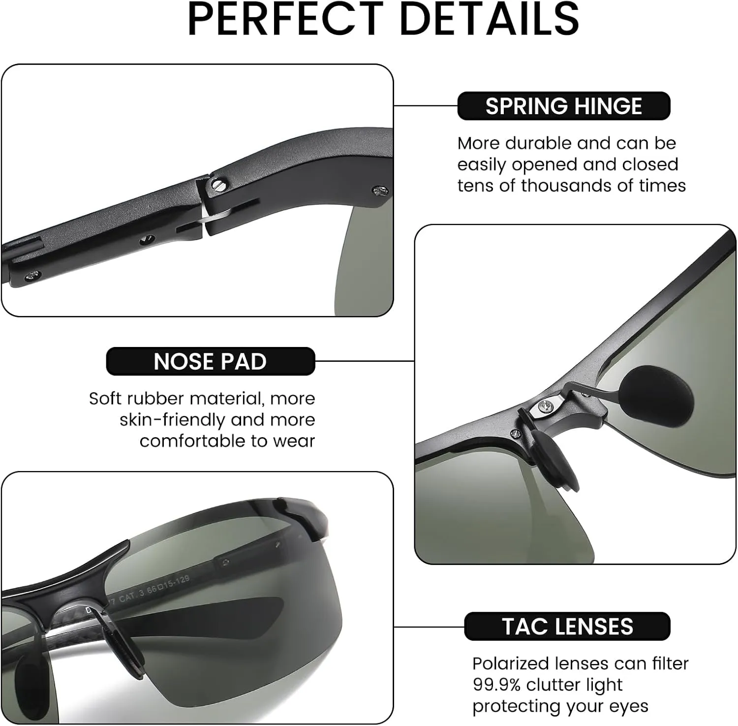 DUCO Men's Sports Polarized Driving Carbon Fiber Sunglasses for Men UV400 Protection DC8277