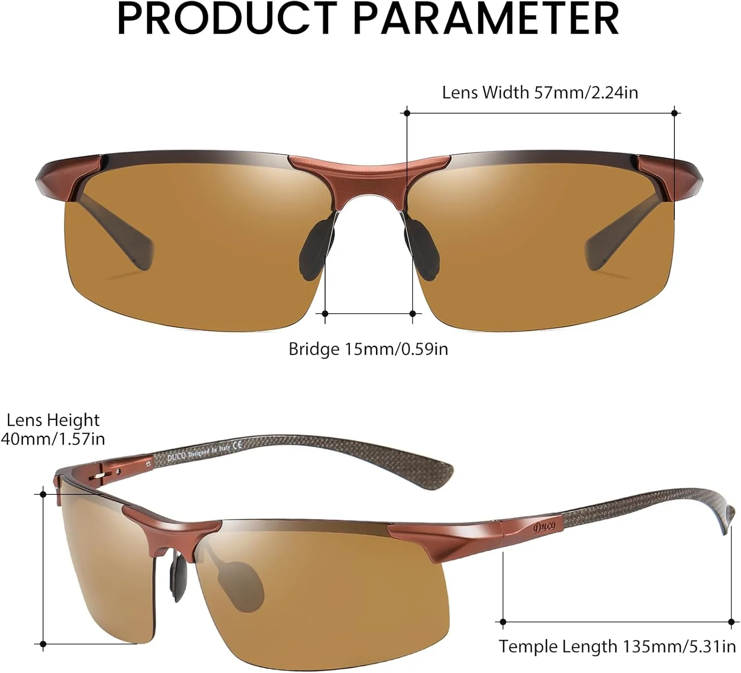 DUCO Men's Sports Polarized Driving Carbon Fiber Sunglasses for Men UV400 Protection DC8277