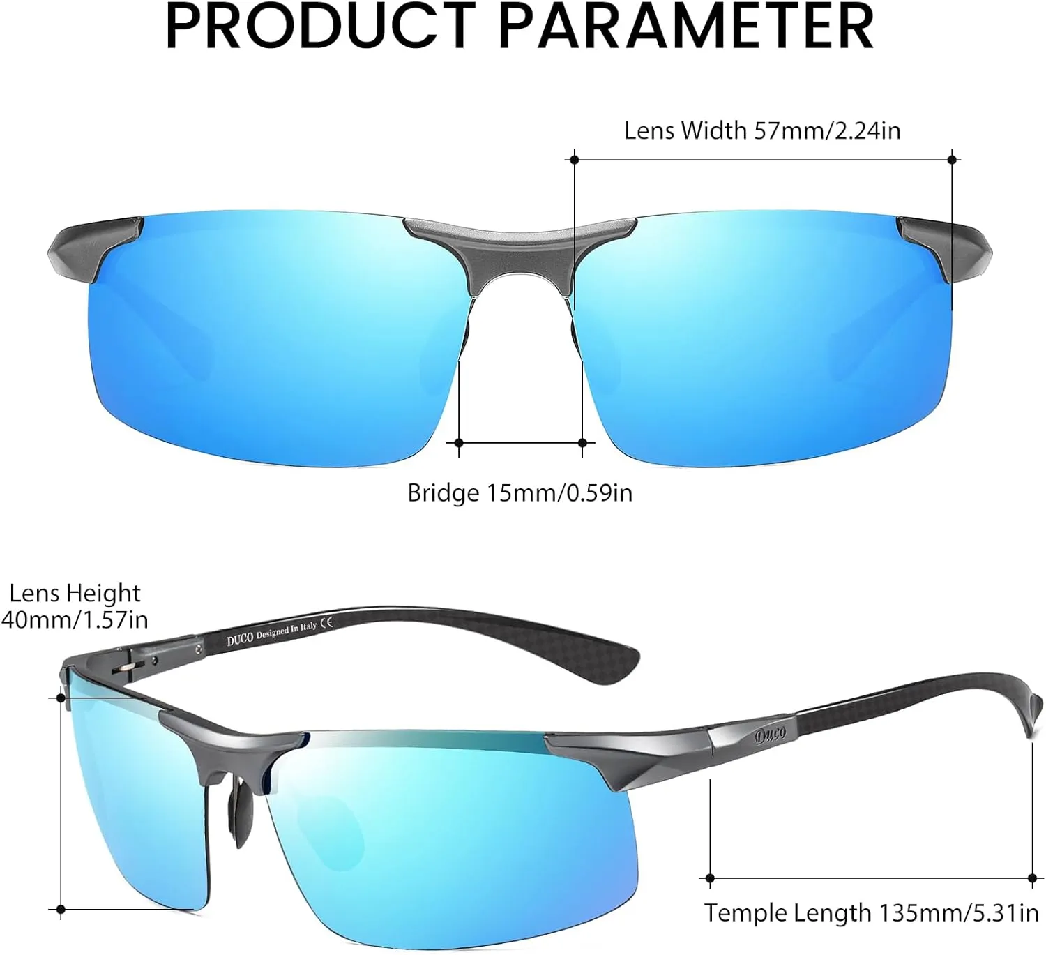 DUCO Men's Sports Polarized Driving Carbon Fiber Sunglasses for Men UV400 Protection DC8277
