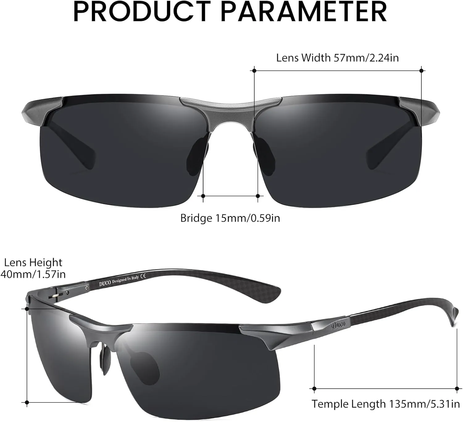 DUCO Mens Sunglasses Polarized Sports Fishing Running Driving Carbon Fiber Sunglasses for Men UV400 Protection DC8277