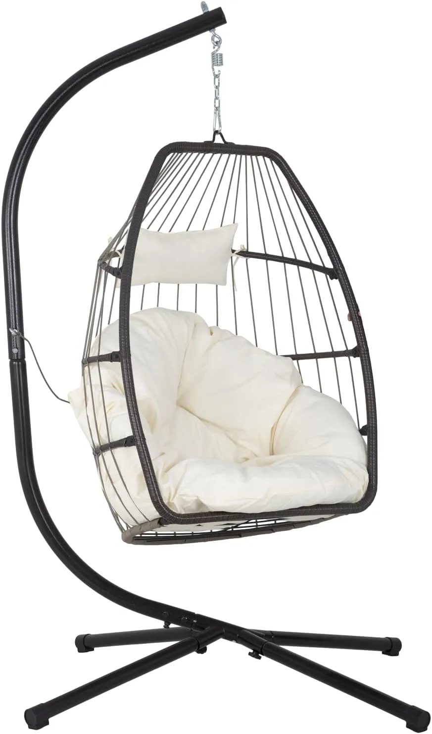 Egg Hanging Chair with Stand Hammock Chair Wicker Basket Chair Hanging Patio Swing UV Resistant Cushion for Indoor Bedroom Outdoor Garden Backyard Balcony