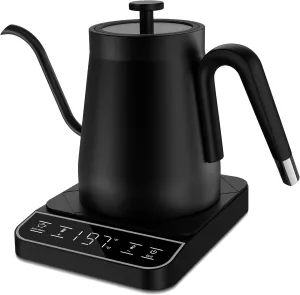 Electric Gooseneck Kettle, ±1℉ Temperature Control One Click 197℉ Pour Over Kettle for Coffee & Brew Tea, Hot Water Boiler, Stainless Steel Inner Fast Heating & Keep Warm 12 Hours, 1200w, 0.8L