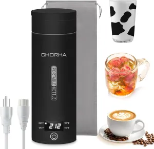 Electric Kettle Portable Travel Kettle Tea Coffee Portable Kettle, 400ML with 4 Variable Presets, Small Electric Kettle 304 Stainless Steel with Auto Shut-Off & Boil Dry Protection (Black)