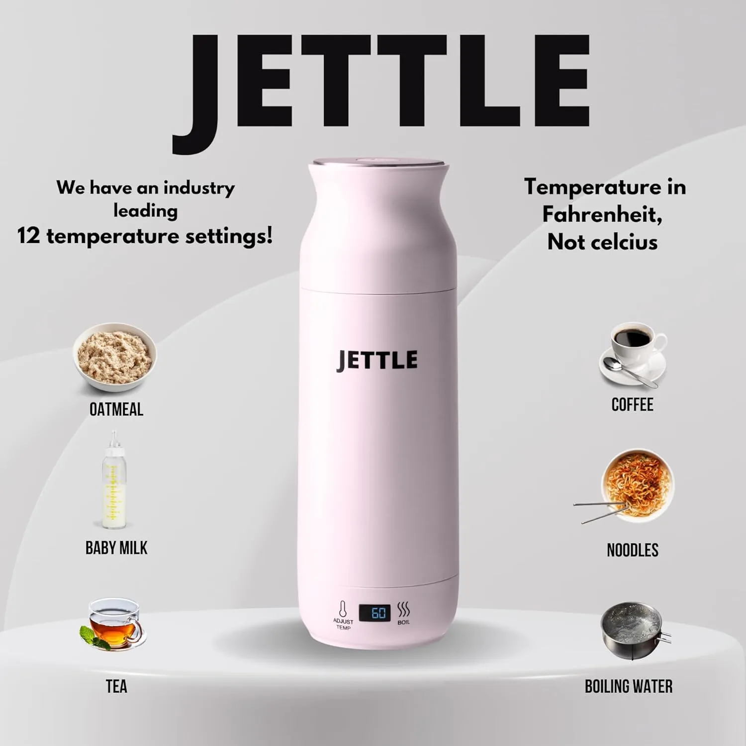 Electric Kettle - Travel Portable Heater for Coffee Tea Milk Soup - Stainless Steel Travel Water Boiler tea pot with Temperature Control - LED - Automatic Power Off - 450ml - Kitchen Appliance