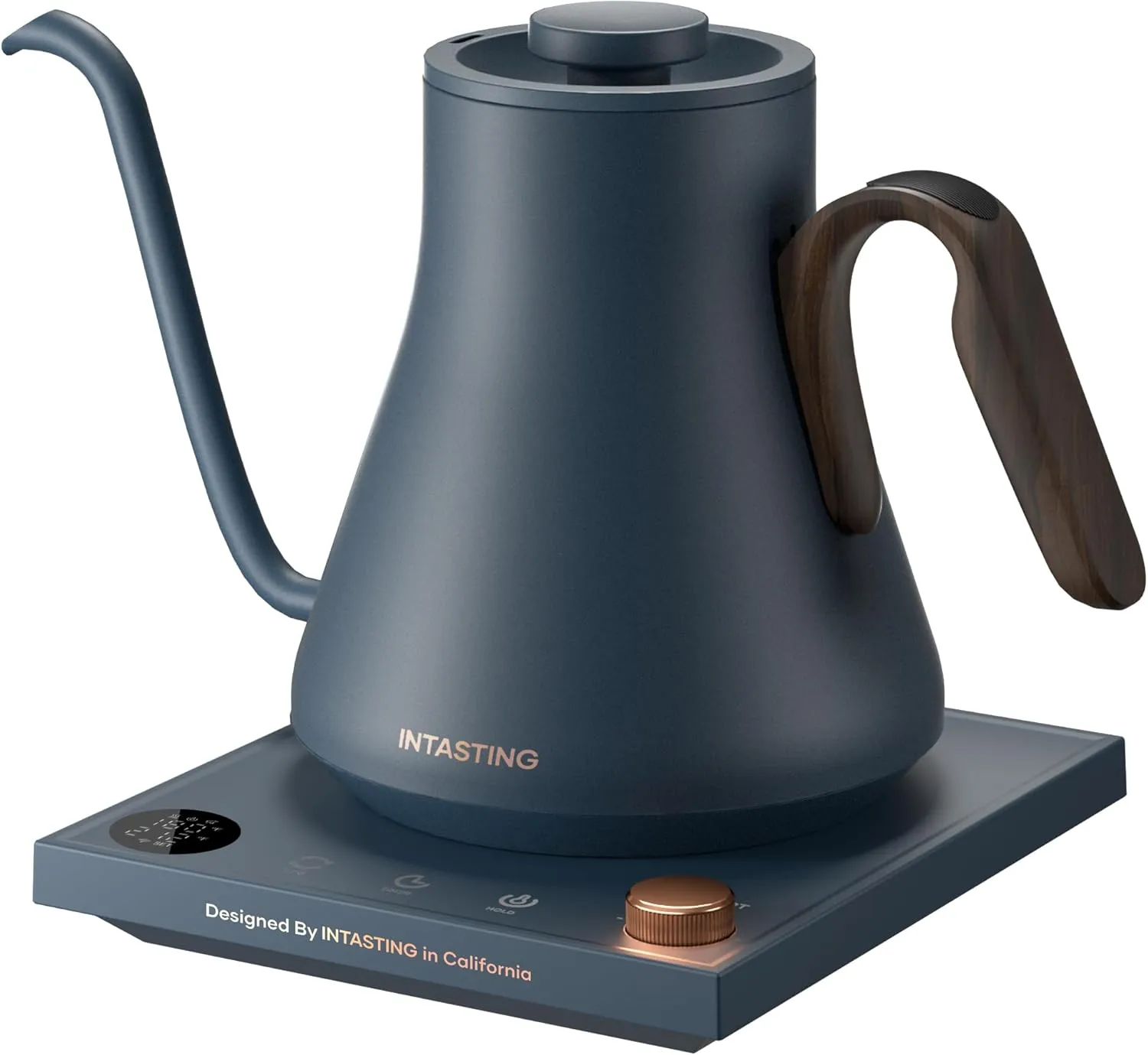 Electric Kettles, INTASTING Gooseneck Electric Kettle, ±1℉ Temperature Control, Stainless Steel Inner, Quick Heating, for Pour Over Coffee, Brew Tea, Boil Hot Water, 0.9L (Navy Blue)