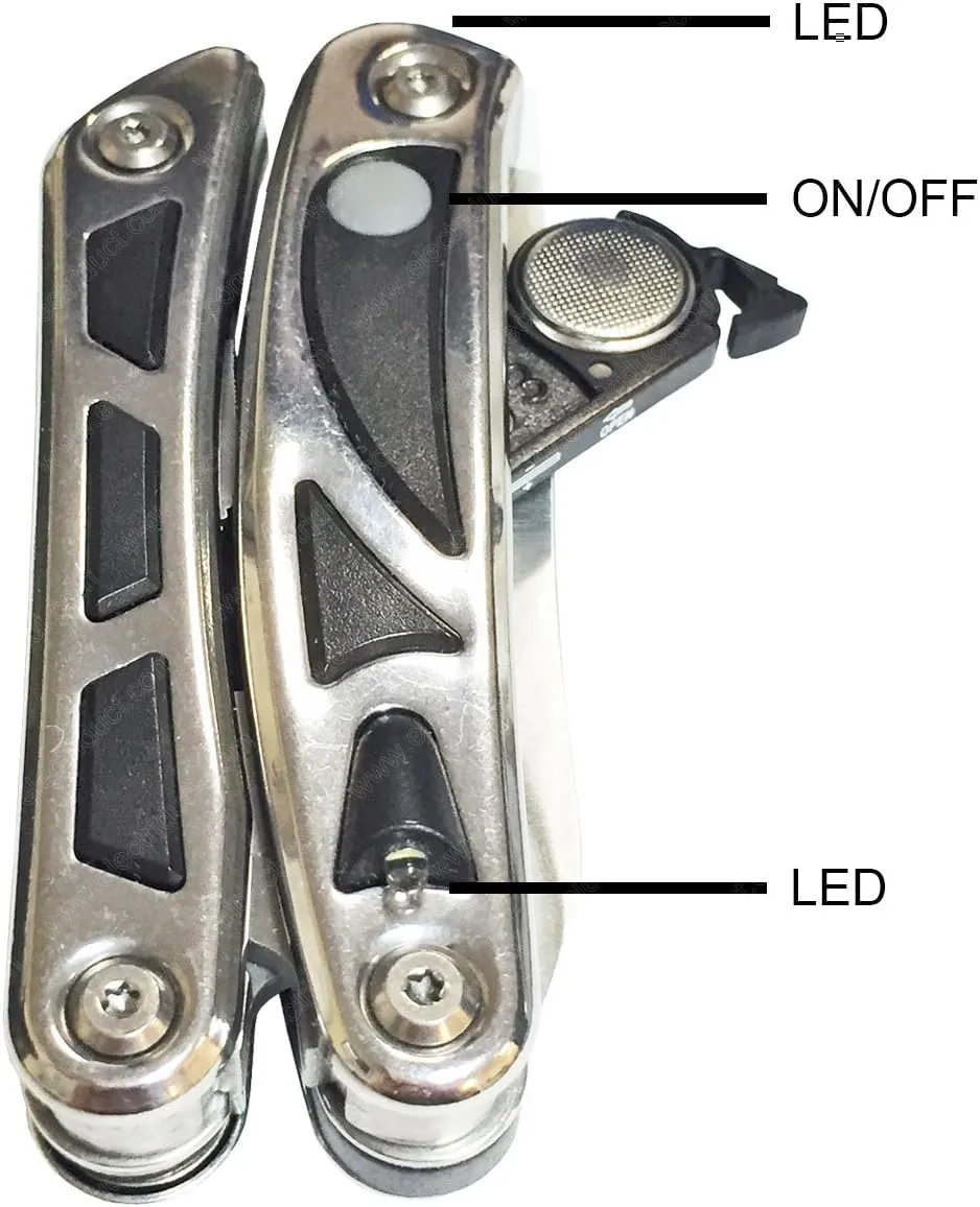 Electriduct 11-in-1 Pocket Plier Multi-Tool with Locking Knife & 2 LED's (Model: MT-LED11-SS) *2 Pack*
