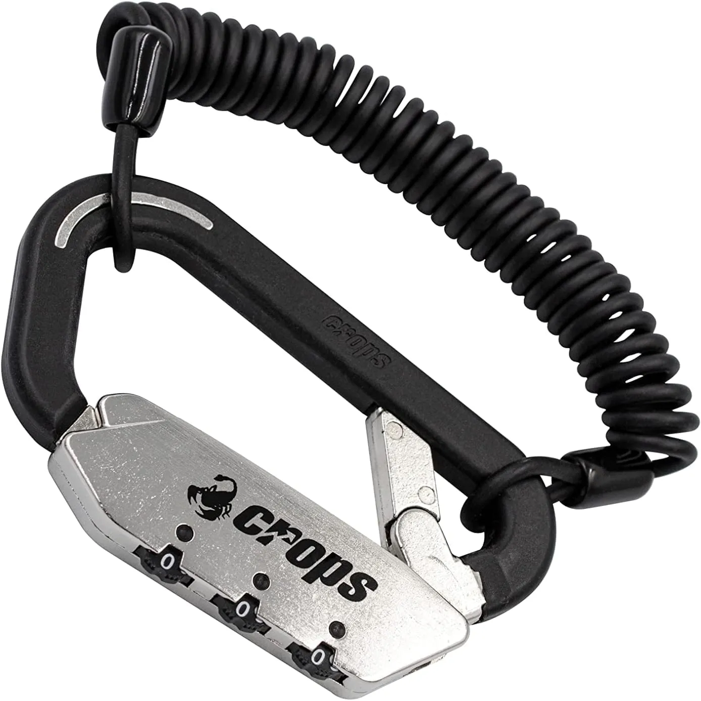 ELK 5ft Cable H.Silver, Locking Carabiner, Resettable 3 Dial Digit Combination Lock Carabiner Keychain for Bicycle, Motorcycle Helment and Others