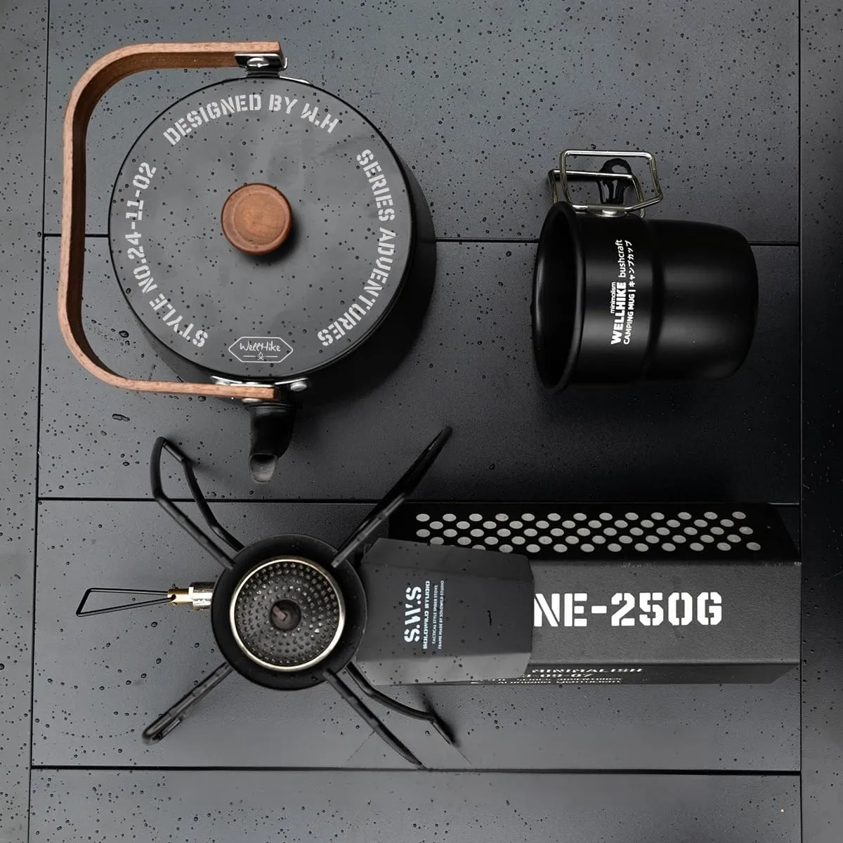 [Ellniges]【Portable Camping Kettle】1.1L Hard-Anodized Aluminum Outdoor Teapot, light 0.44lbs Coffee Boiler with Heatproof Walnut, Compact for Hiking Camp Stove (ium Series)