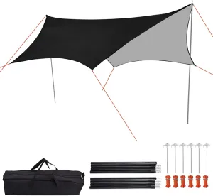 Emergency Camping tarp15x15ft Waterproof Lightweight Hammock Tarp with Accessories kit, Ultralight Camping Shelter Canopy, for Hiking, Backpacking, Garden, Traveling