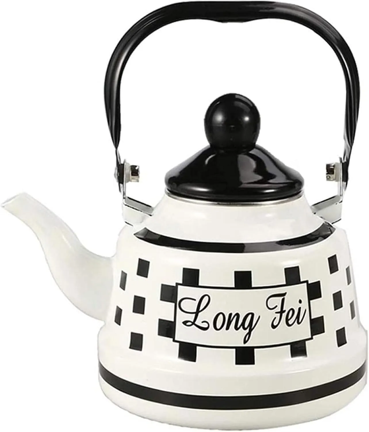 Enamel Camping Kettle, Lightweight Outdoor Boiling Pot for Backpackers, Hikers & Survival Kits(Black,1.1L)