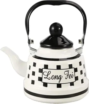 Enamel Camping Kettle, Lightweight Outdoor Boiling Pot for Backpackers, Hikers & Survival Kits(Black,1.1L)