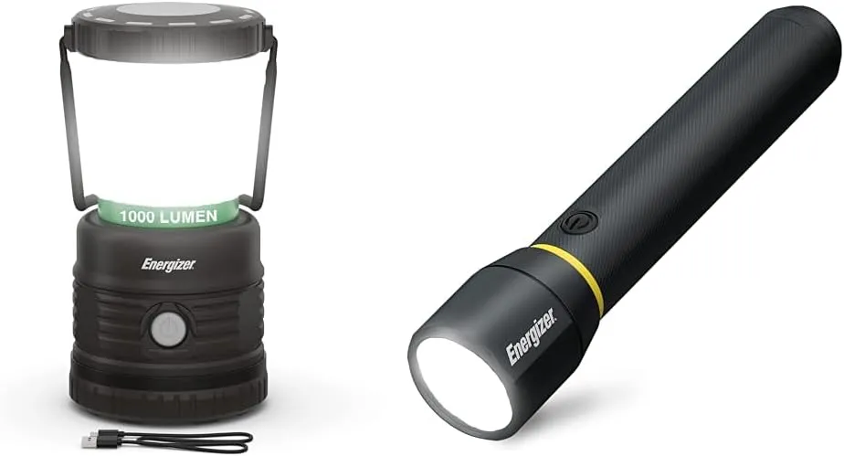 ENERGIZER LED Camping Lantern X1000, Bright and Rugged Tent Light & LED Flashlight Vision PRO, Ultra Bright 1000  Lumens, IPX4 Water Resistant, Aircraft-Grade Aluminum LED Light