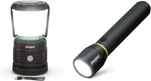 ENERGIZER LED Camping Lantern X1000, Bright and Rugged Tent Light & LED Flashlight Vision PRO, Ultra Bright 1000  Lumens, IPX4 Water Resistant, Aircraft-Grade Aluminum LED Light