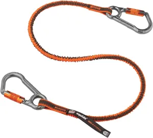 Ergodyne - 19828 Shock Absorbing Tool Lanyard with Two Locking Aluminum Carabiners, Tool Weight Capacity 15lbs, Squids 3118, Orange (3118F(x)), Standard