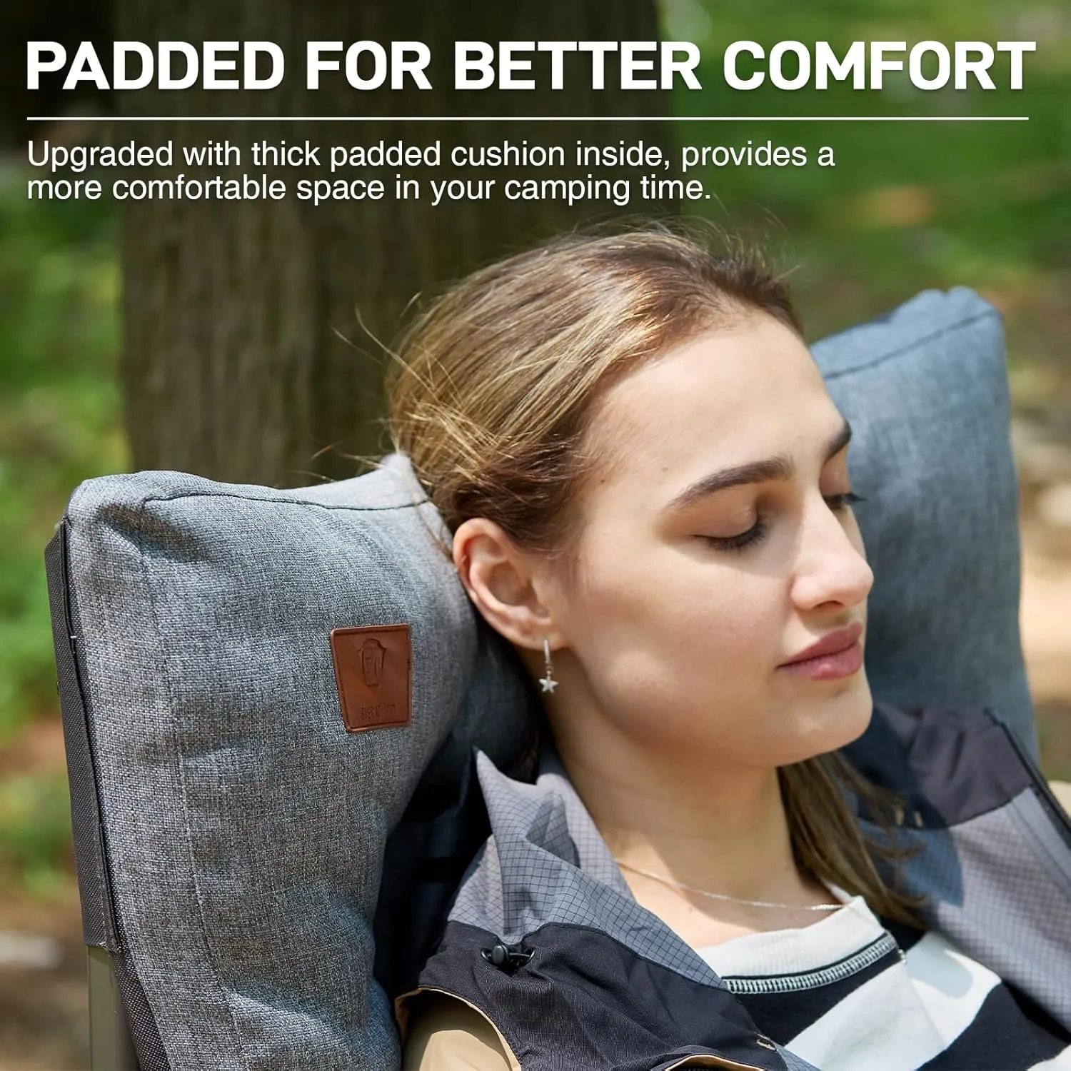 EVER ADVANCED Oversized Folding Camping Chair for Adults, Heavy Duty Lawn Chair with Side Pockets, Portable Collapsible Quad Chair for Outside, Support Up to 500lbs