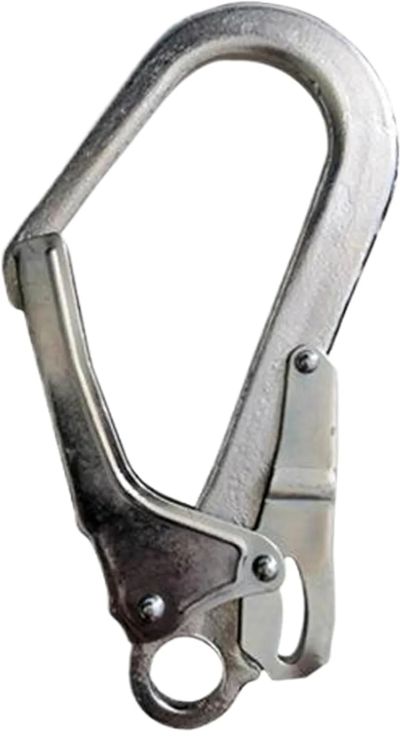 Fall Protection Carabiner Clip, D-Shape Sturdy Alloy Steel Grappling Hook, Professional Fall Protection Snap Hooks Heavy Duty for Safety, Climbing, Rappelling, Abseiling