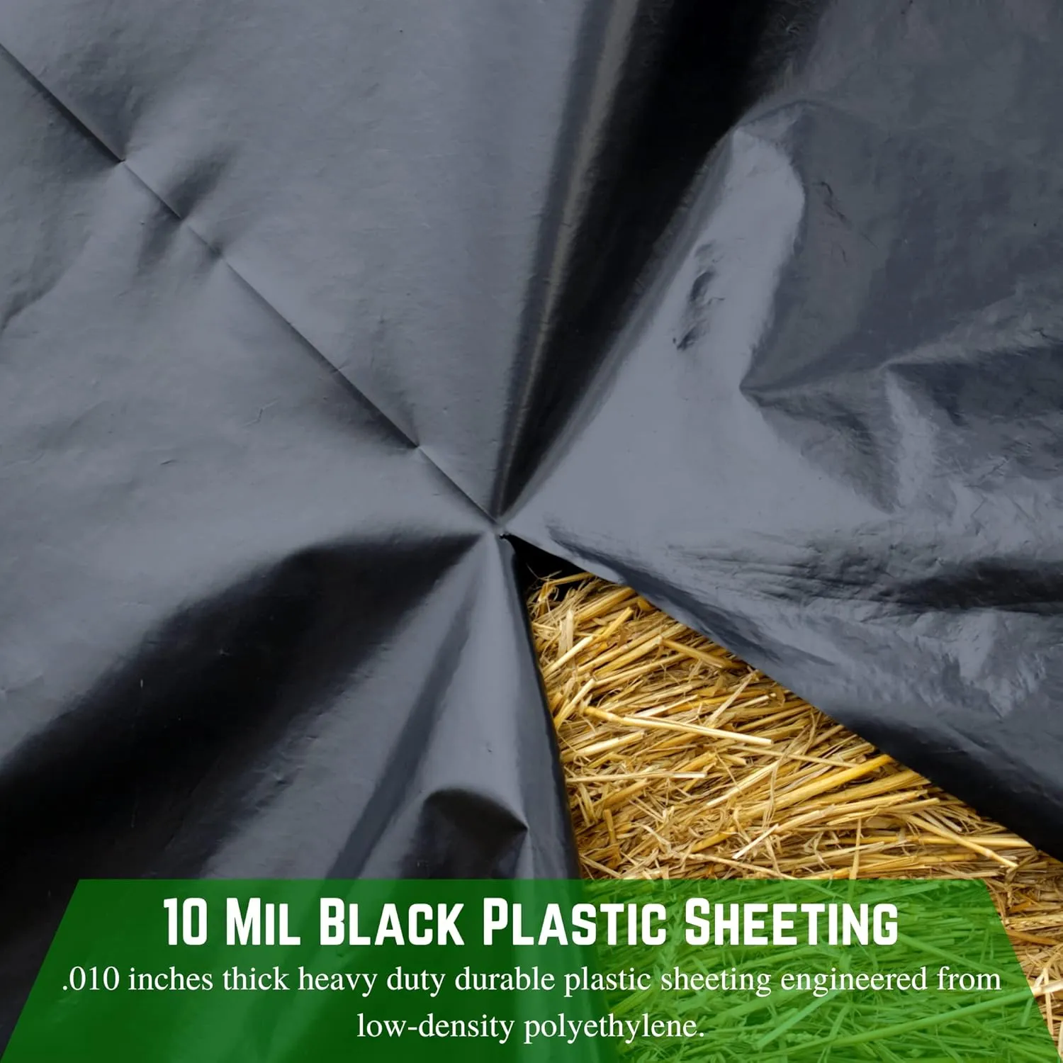 Farm Plastic Supply - Black Plastic Sheeting - 10 mil - (10' x 100') - Black Plastic Tarp, Polyethylene Vapor Barrier Plastic Sheeting, Black Painters Tarp, Roll of Heavy Duty Plastic