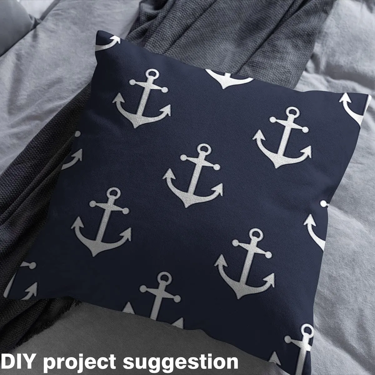 Feelyou Anchor Decor Fabric by The Yard, Nautical Marine Sea Adventure Theme Upholstery Fabric for Chairs and Home DIY Projects, Ocean Coastal Decorative Waterproof Outdoor Fabric, 10 Yards