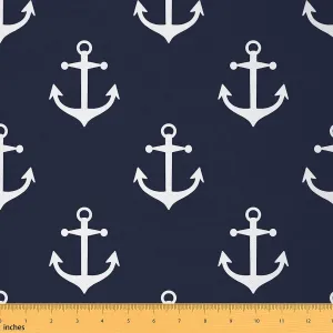 Feelyou Anchor Decor Fabric by The Yard, Nautical Marine Sea Adventure Theme Upholstery Fabric for Chairs and Home DIY Projects, Ocean Coastal Decorative Waterproof Outdoor Fabric, 10 Yards