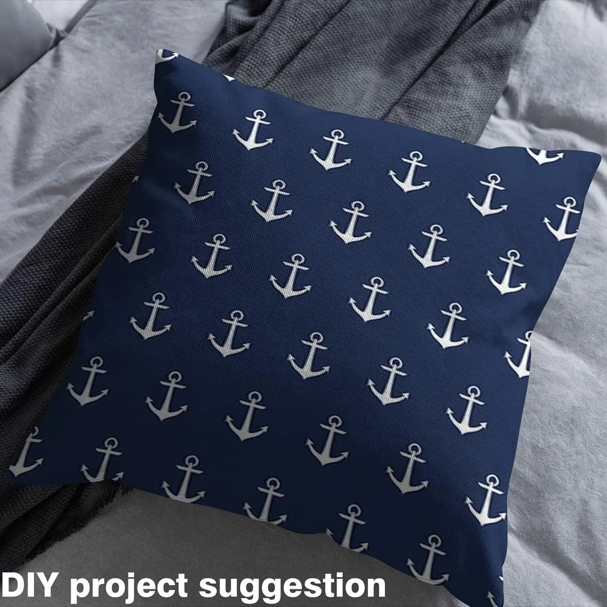 Feelyou Anchor Outdoor Fabric by The Yard, Ocean Nautical Decor Upholstery Fabric for Chairs, Marine Theme Decorative Fabric for Home DIY Projects, 10 Yards, Navy Blue