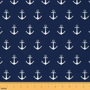 Feelyou Anchor Outdoor Fabric by The Yard, Ocean Nautical Decor Upholstery Fabric for Chairs, Marine Theme Decorative Fabric for Home DIY Projects, 10 Yards, Navy Blue