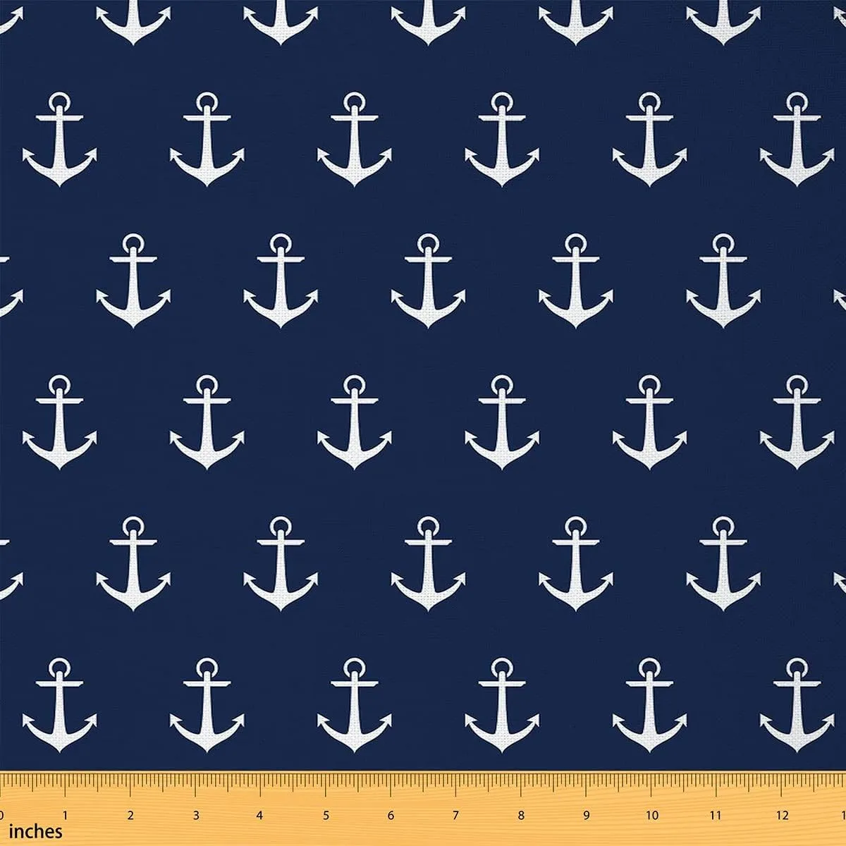 Feelyou Anchor Outdoor Fabric by The Yard, Ocean Nautical Decor Upholstery Fabric for Chairs, Marine Theme Decorative Fabric for Home DIY Projects, 10 Yards, Navy Blue