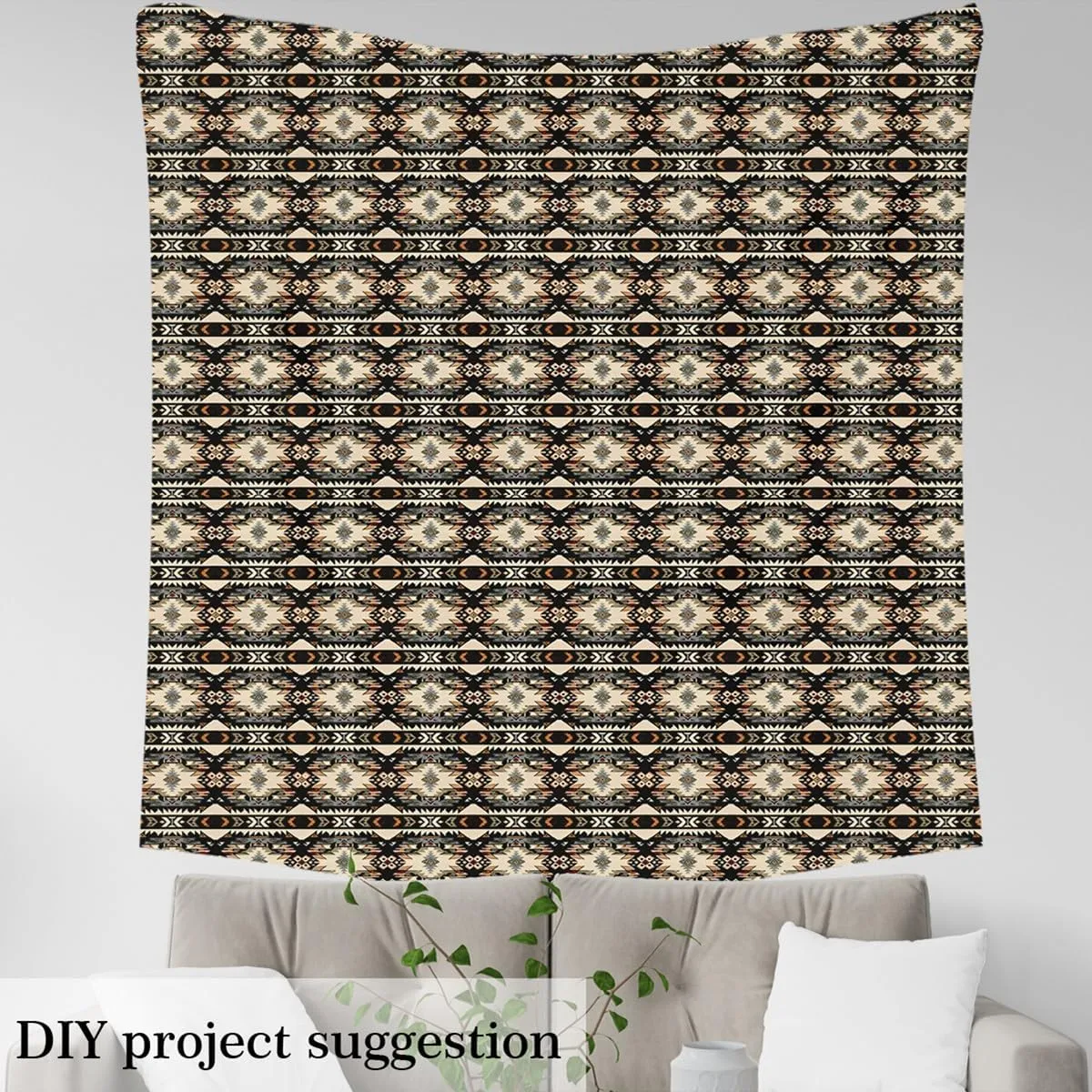 Feelyou Black Southwestern Fabric by The Yard 2 Yards Geometric Waterproof Outdoor Fabric Tribal Western Decor Native American Design Upholstery Fabric for Chairs Stripe Line Outdoor Fabric