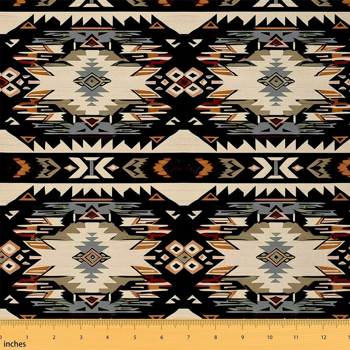 Feelyou Black Southwestern Fabric by The Yard 2 Yards Geometric Waterproof Outdoor Fabric Tribal Western Decor Native American Design Upholstery Fabric for Chairs Stripe Line Outdoor Fabric