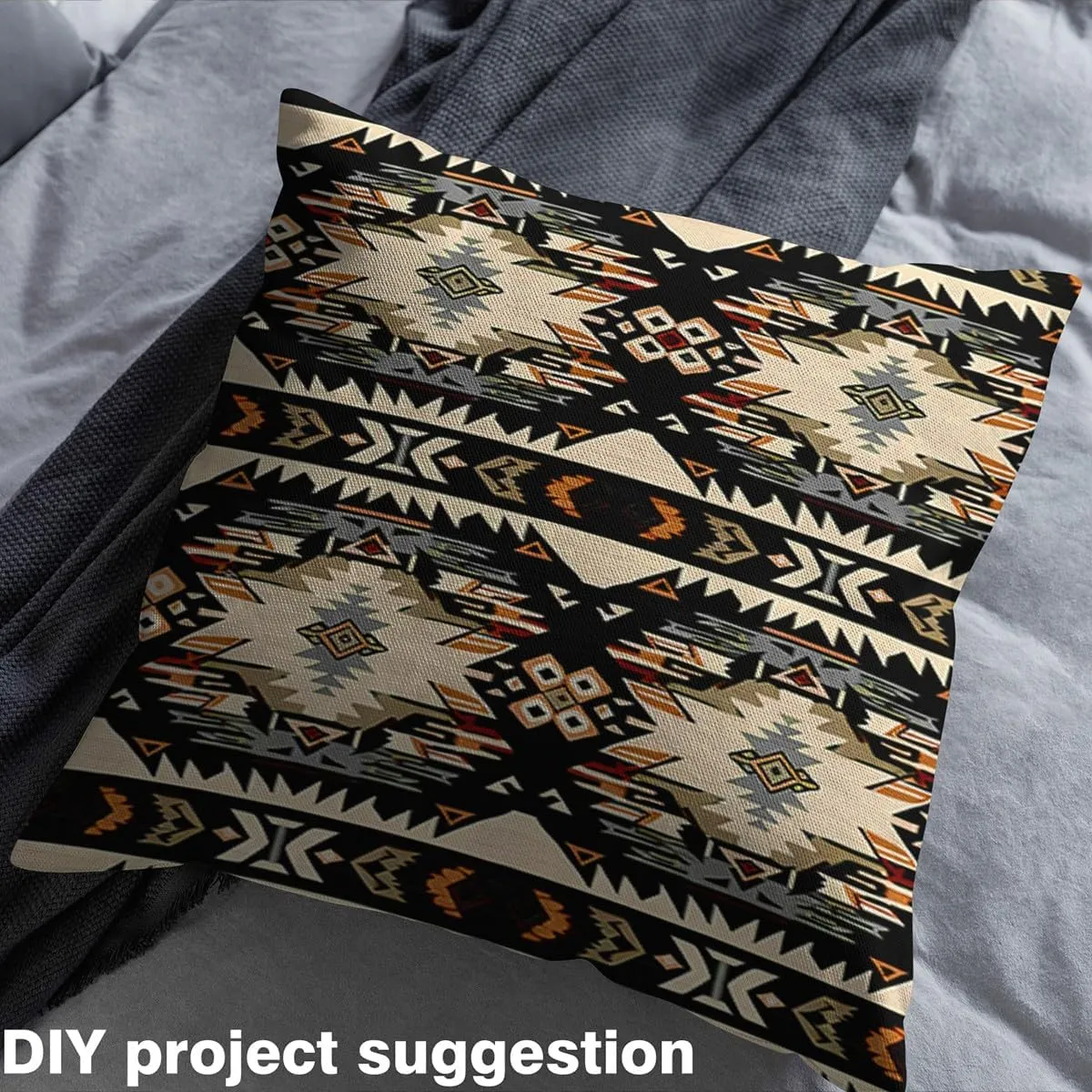 Feelyou Black Southwestern Fabric by The Yard 2 Yards Geometric Waterproof Outdoor Fabric Tribal Western Decor Native American Design Upholstery Fabric for Chairs Stripe Line Outdoor Fabric