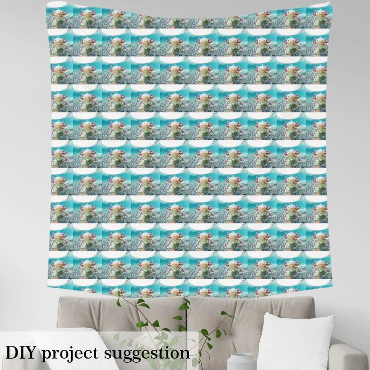 Feelyou Boys Girls Cute Axolotl Fabric by The Yard Kids 2 Yard, Ocean Kawaii Sealife Waterproof Outdoor Fabric Kids Cartoon Salamander Upholstery Fabric for Chairs Beach Coastal Reupholstery Fabric