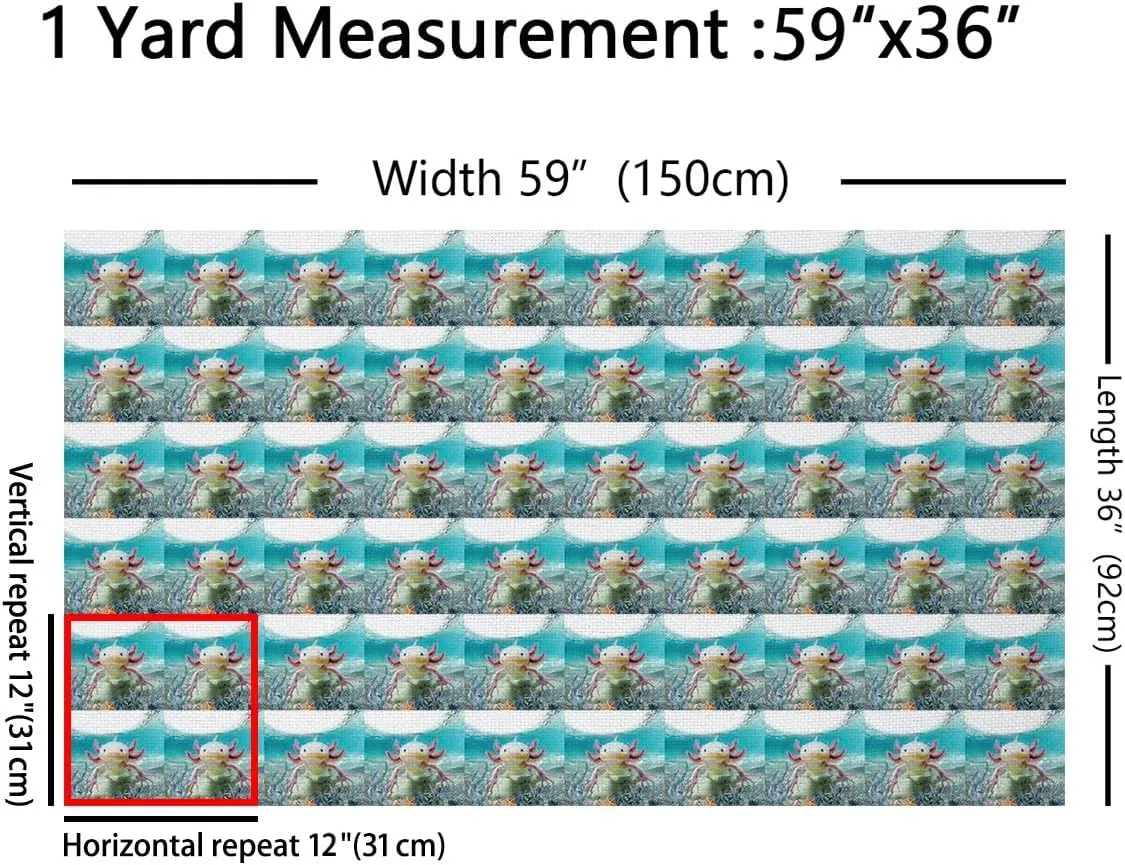 Feelyou Boys Girls Cute Axolotl Fabric by The Yard Kids 2 Yard, Ocean Kawaii Sealife Waterproof Outdoor Fabric Kids Cartoon Salamander Upholstery Fabric for Chairs Beach Coastal Reupholstery Fabric