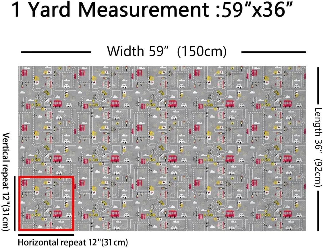 Feelyou Cartoon City Map Fabric by The Yard Kids Car Race Track Print Waterproof Outdoor Fabric Set for Kids Boys Girls Downtown Rural Map Grey Upholstery Fabric for Chairs Car Themed 1 Yard