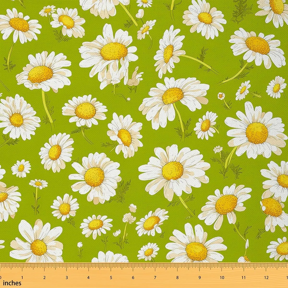Feelyou Daisy Upholstery Fabric for Chairs 2 Yards Botanical Floral Printed Fabric by The Yard Natural Theme Decorative Waterproof Outdoor Fabric Garden Plants Design Green Outdoor Fabric