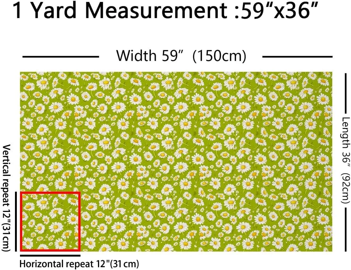 Feelyou Daisy Upholstery Fabric for Chairs 2 Yards Botanical Floral Printed Fabric by The Yard Natural Theme Decorative Waterproof Outdoor Fabric Garden Plants Design Green Outdoor Fabric