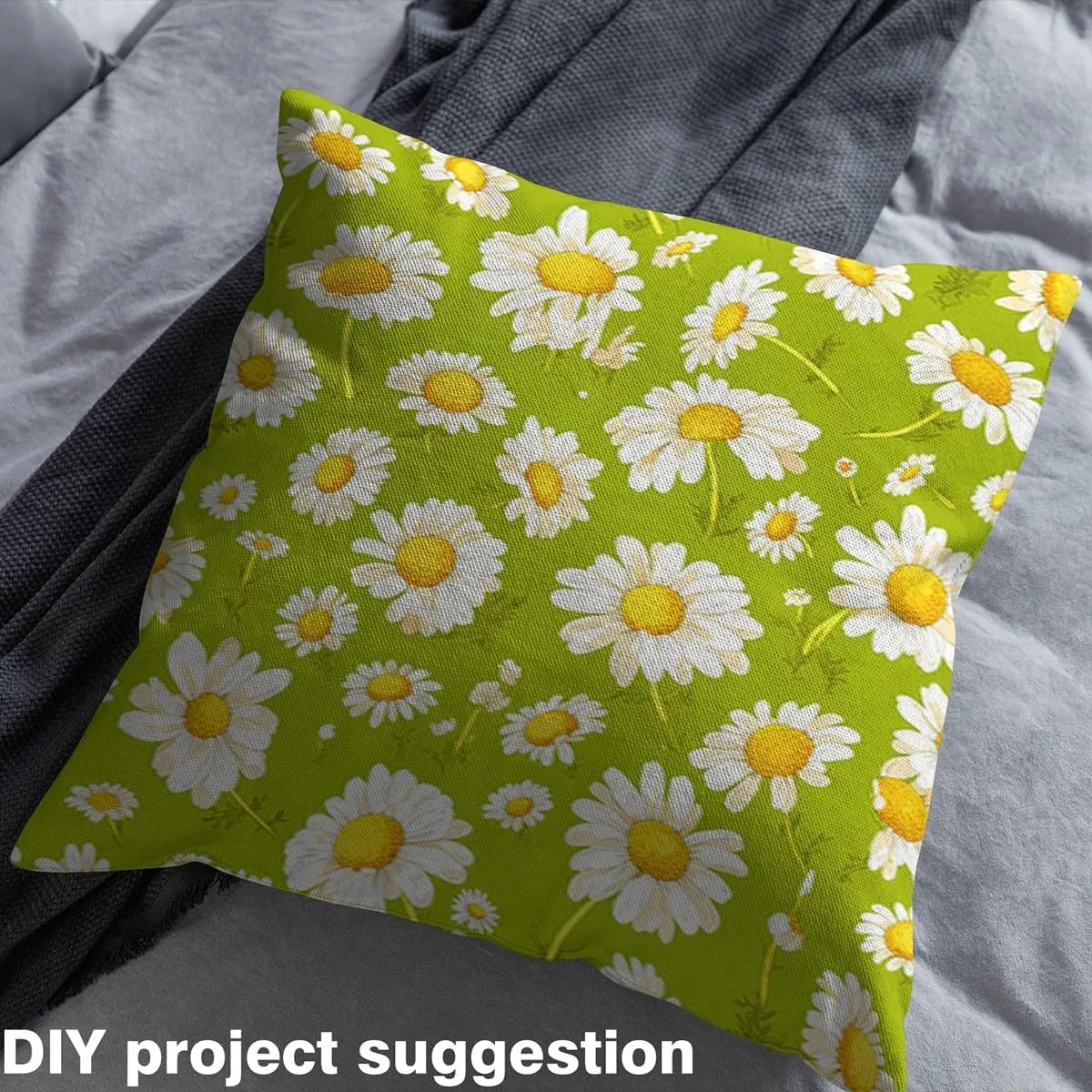 Feelyou Daisy Upholstery Fabric for Chairs 2 Yards Botanical Floral Printed Fabric by The Yard Natural Theme Decorative Waterproof Outdoor Fabric Garden Plants Design Green Outdoor Fabric