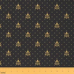 Feelyou Fleur De Lis Upholstery Fabric by The Yard, Vintage Floral Flower Grid Reupholstery Fabric for Chairs,Abstract French European Culture Theme Decorative Waterproof Outdoor Fabric, 3 Yards,Green