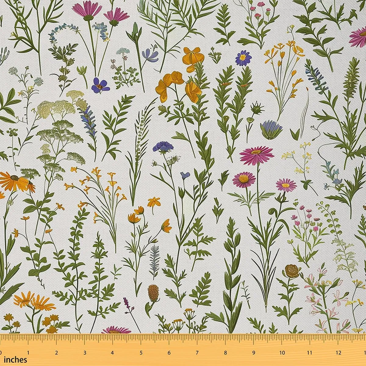 Feelyou Floarl Upholstery Fabric by The Yard, Farmhouse Flowers Pattern Reupholstery Fabric for Chairs, Garden Floral Botanical Decorative Waterproof Outdoor Fabric, 2 Yards, Purple Green