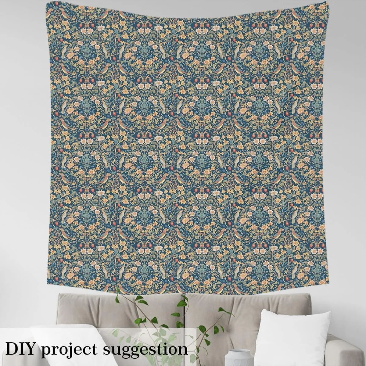 Feelyou Flower Upholstery Fabric for Chairs 3 Yard Birds Fabric by The Yard Strawberries Waterproof Outdoor Fabric for Chairs Boys Girls Teens Room Decor Lake Blue Reupholstery Fabric Decor