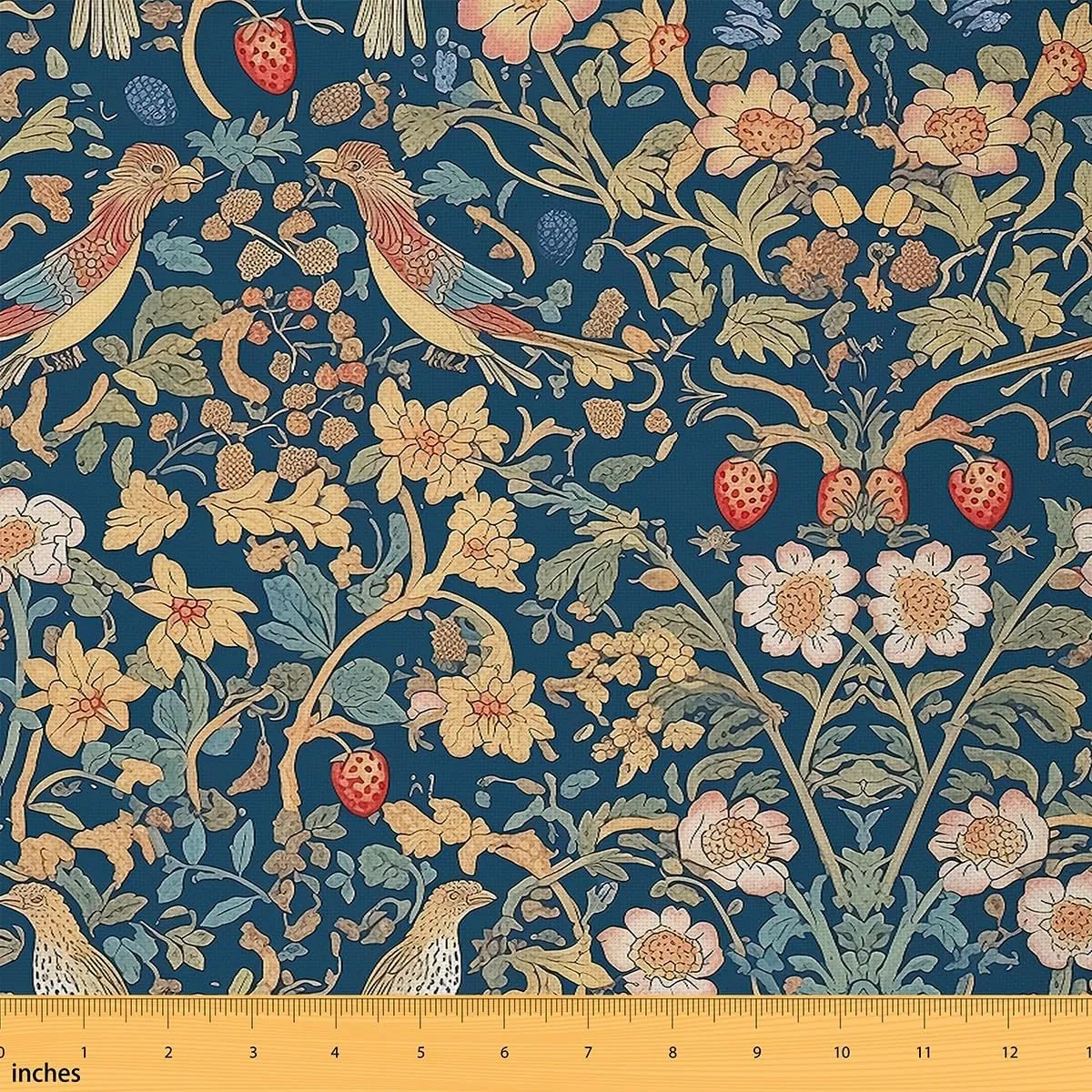 Feelyou Flower Upholstery Fabric for Chairs 3 Yard Birds Fabric by The Yard Strawberries Waterproof Outdoor Fabric for Chairs Boys Girls Teens Room Decor Lake Blue Reupholstery Fabric Decor