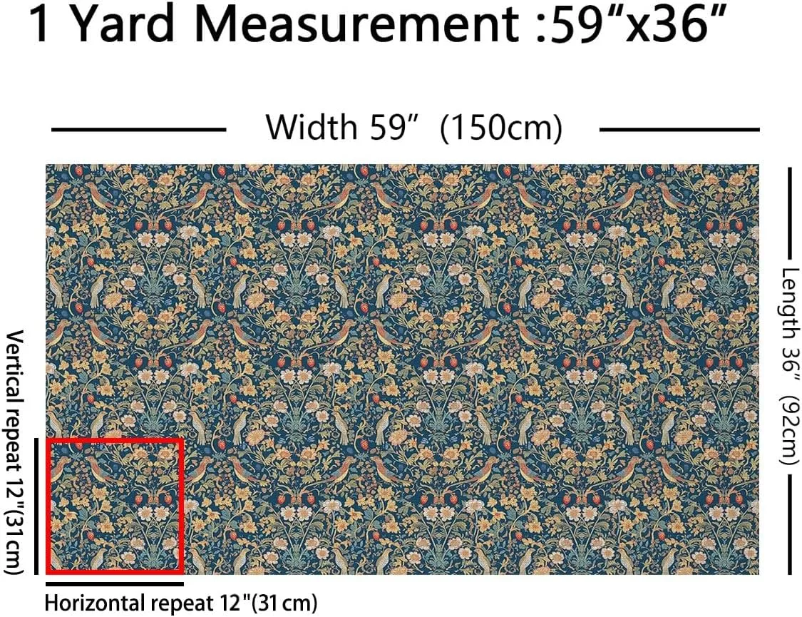 Feelyou Flower Upholstery Fabric for Chairs 3 Yard Birds Fabric by The Yard Strawberries Waterproof Outdoor Fabric for Chairs Boys Girls Teens Room Decor Lake Blue Reupholstery Fabric Decor