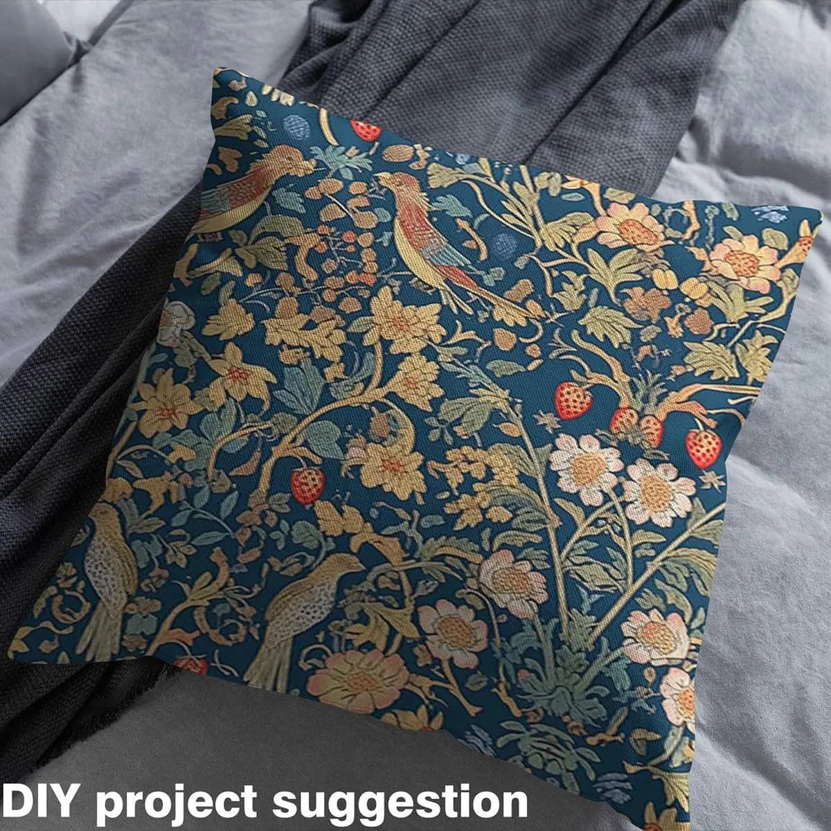 Feelyou Flower Upholstery Fabric for Chairs 3 Yard Birds Fabric by The Yard Strawberries Waterproof Outdoor Fabric for Chairs Boys Girls Teens Room Decor Lake Blue Reupholstery Fabric Decor